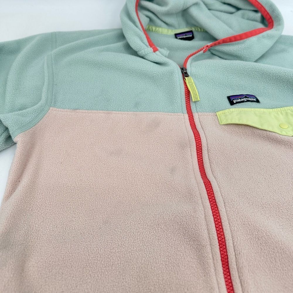 FLAWED Patagonia Kids' Two-Tone Fleece Hoodie Size Girls L 12 - Picture 5 of 11